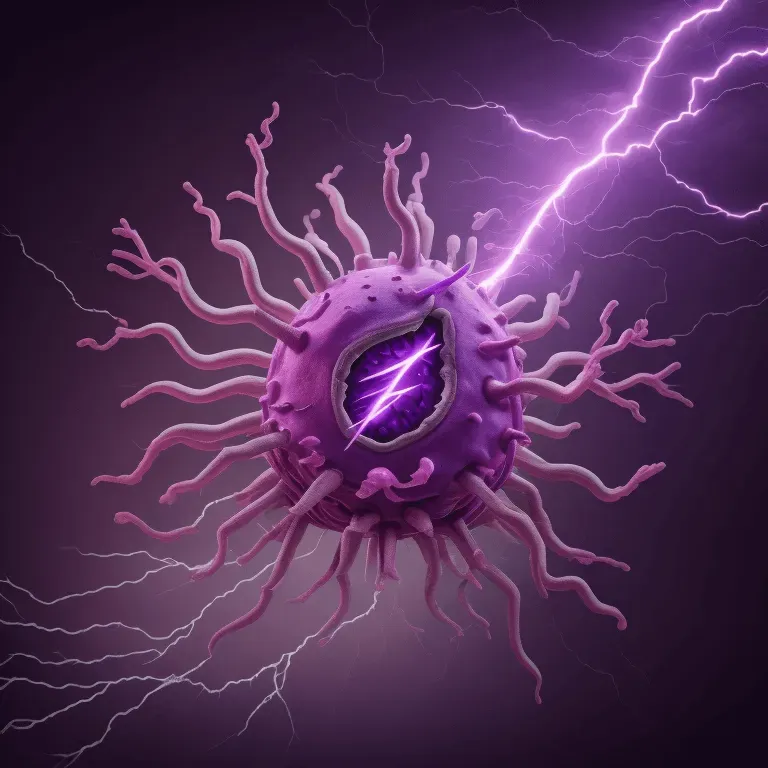 Lightning bolt destroying airborne pathogens and particles